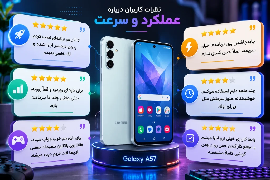 نظر کاربران درباره عملکرد Galaxy A57