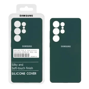 قاب سیلیکونی پاک کنی اورجینال درجه یک Samsung Galaxy S25 Ultra - سبز تیره (پک دار)