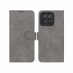 کیف چرمی موبایل مگنتی محافظ لنزدار Honor X7c - طوسی