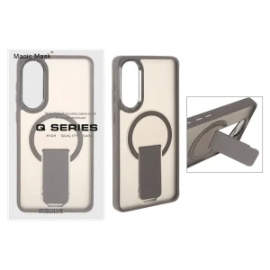 قاب اورجینال Q Series مات Magsafe استندشو لنز متال Samsung Galaxy S25 Edge - خاکستری (پک دار)