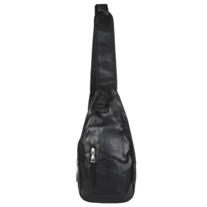 کیف تک بند مدل Body Bag چرمی - مشکی - کد1