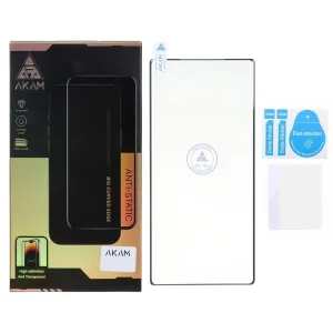 محافظ صفحه نمایش شیشه ای خم فول چسب Full Cover Anti Static AKAM درجه یک Samsung Galaxy Note20 Ultra (پک دار)