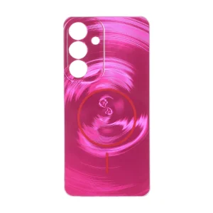 قاب لیزری Circle طرح مگ سیف محافظ لنزدار Samsung Galaxy S25 FE - صورتی فانتزی