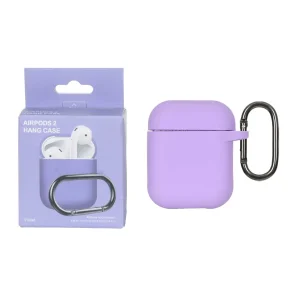 کاور ایرپاد سیلیکونی پاک کنی نازک Apple Airpods 1 / 2 - بنفش روشن (پک دار)